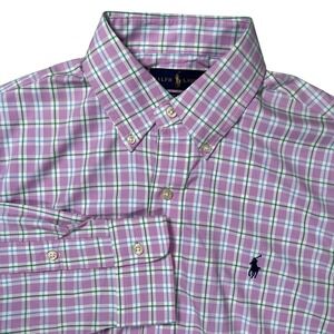 Polo Ralph Lauren Mens Pink Plaid Classic Fit‎ Performance Shirt Sz Small Preppy